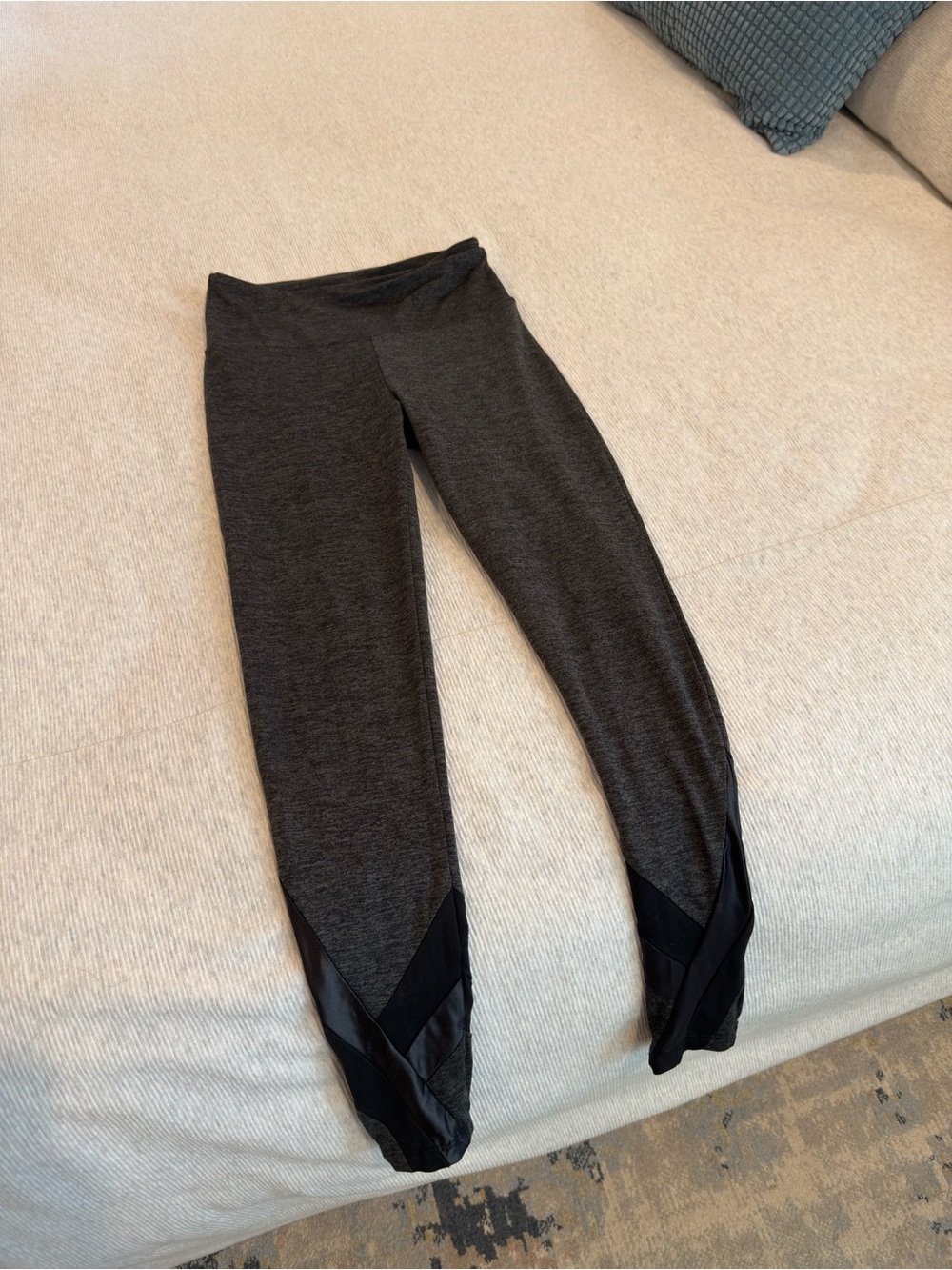 Dark Gray Active Leggings with Contrast Hem